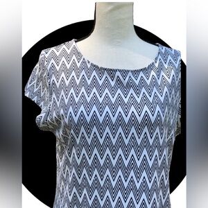 New York & Company, Women’s Dress, Herringbone, Black & White, Size Large